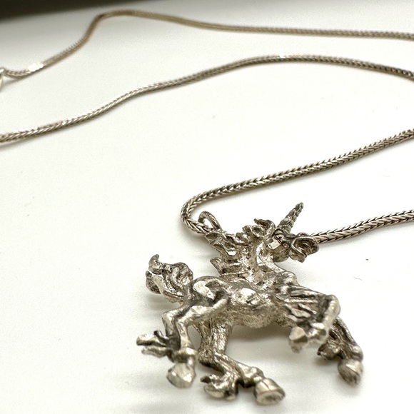 Sterling Silver Unicorn Pendant Necklace - Picture 14 of 16